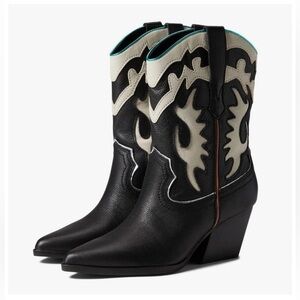 New Dolce Vita Women Western Landen Fashion Black Leather Boot Size 10